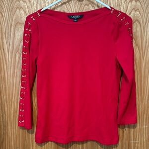 Lauren Ralph Lauren red cotton tee with gold